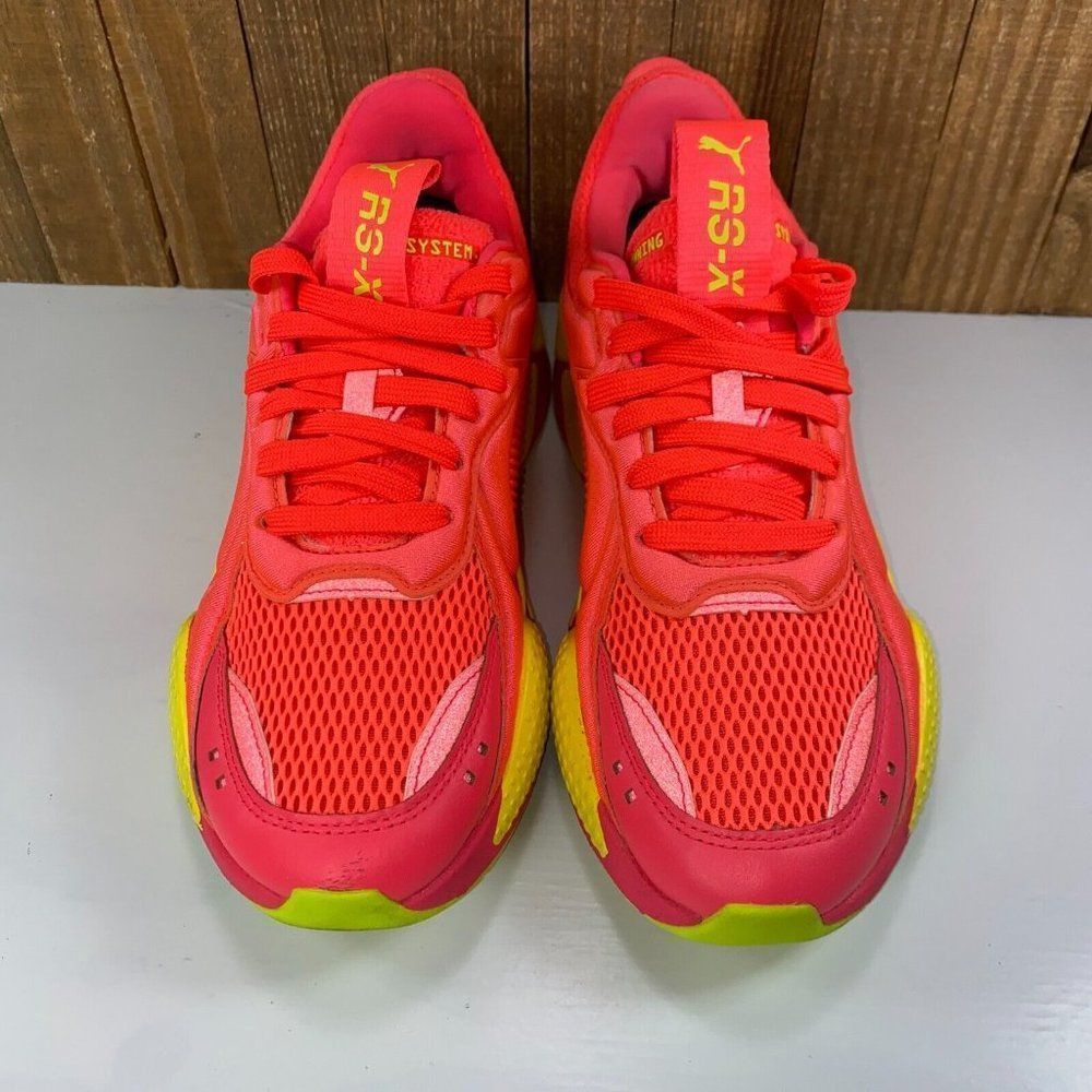 Puma Rs-X Soft Case Womens 8 Pink Alert Yellow Neon Athletic Running Shoes View 3